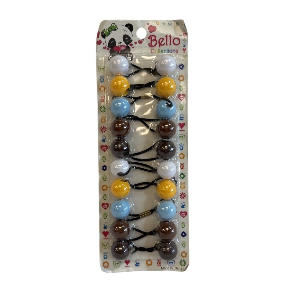 Bello Collections Round Bead Ball‎ Hair Ties Elastic Ponytail Holders 10 Count